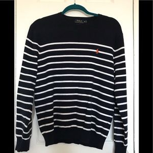BlueWhite Striped Polo Sweater
